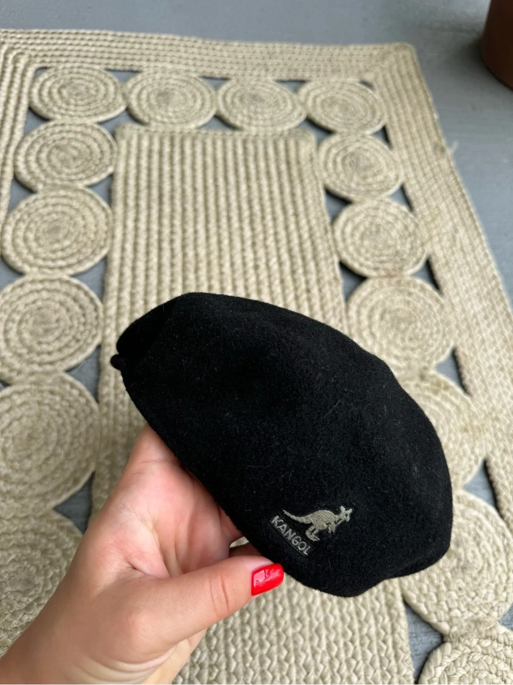 Kangol Wool 504 Black Flat Cap Beret Hat Size Large